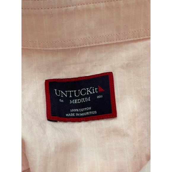UNTUCKit Long Sleeve Button-Up Pink and White Work Shirt – Size Medium - Picture 4 of 5